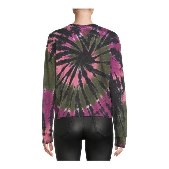 No Boundaries NWT Juniors' Cropped "Good Vibes" Tie Dye Long Sleeve Top 783 - Picture 4 of 6